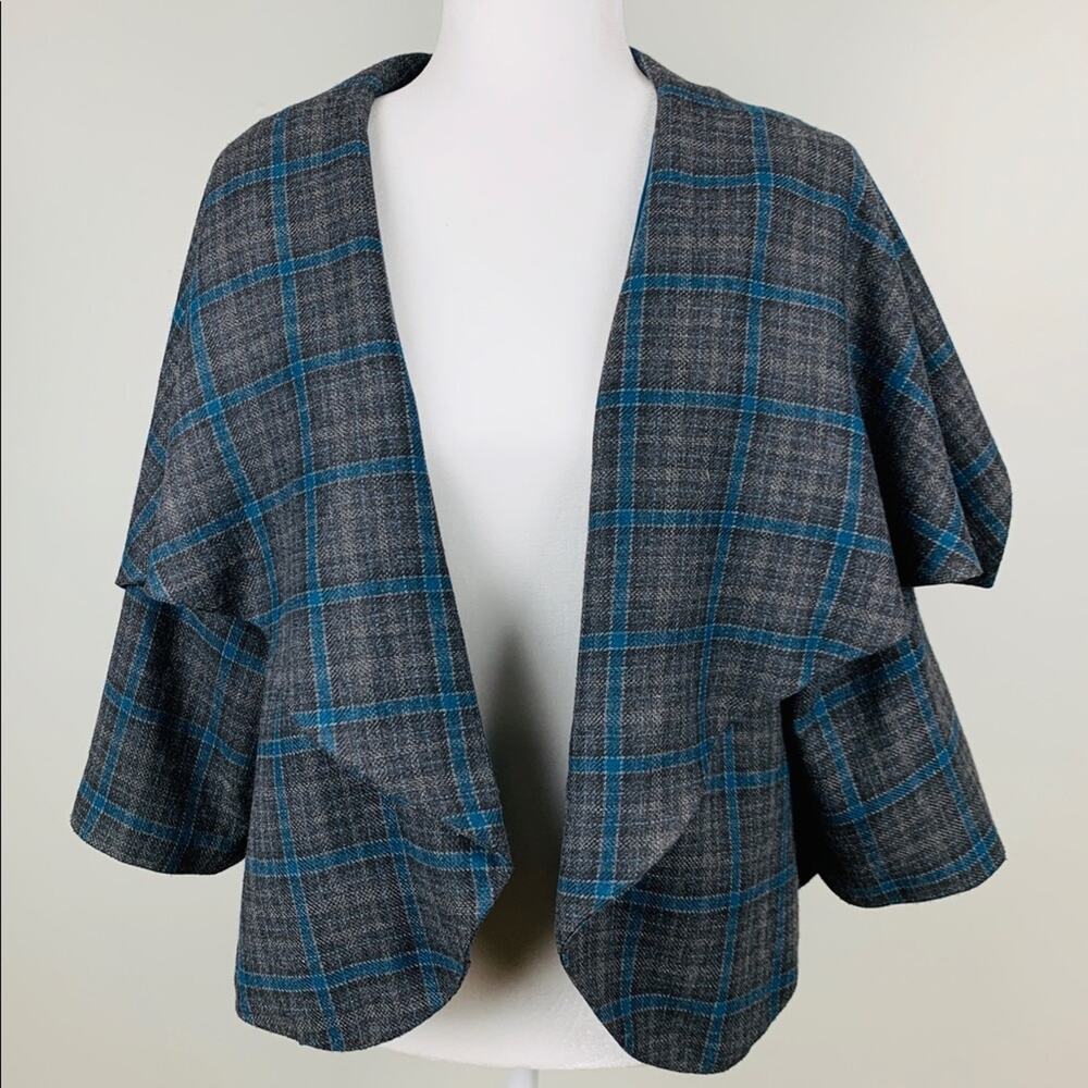CAbi Gray & Blue Swing Style Jacket, Size 10